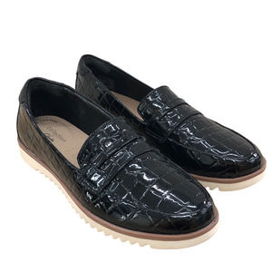 Clarks Collection Womens Size 7 Serena Terri Croco Black Patent Leather Loafers